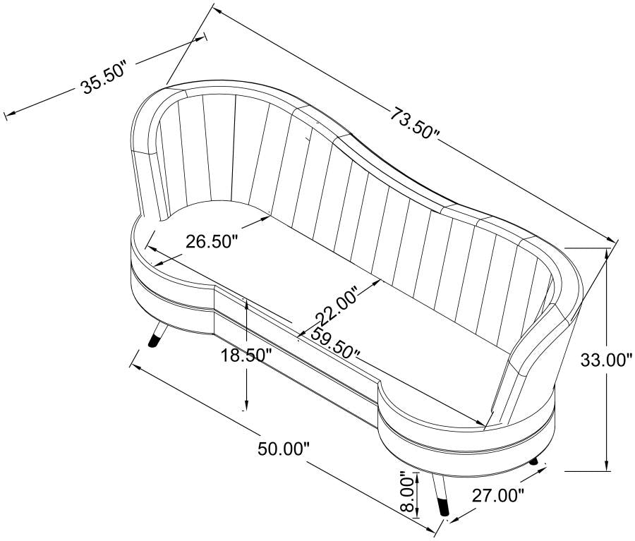 SOPHIA UPHOLSTERED CHANNEL TUFTED LOVESEAT GREY