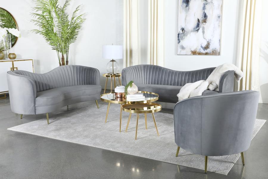 SOPHIA UPHOLSTERED CHANNEL TUFTED LOVESEAT GREY