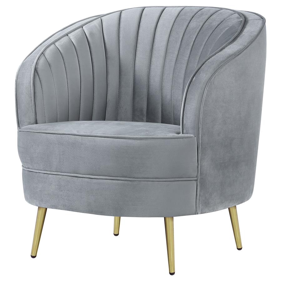 SOPHIA UPHOLSTERED CHANNEL TUFTED BARREL ACCENT CHAIR GREY