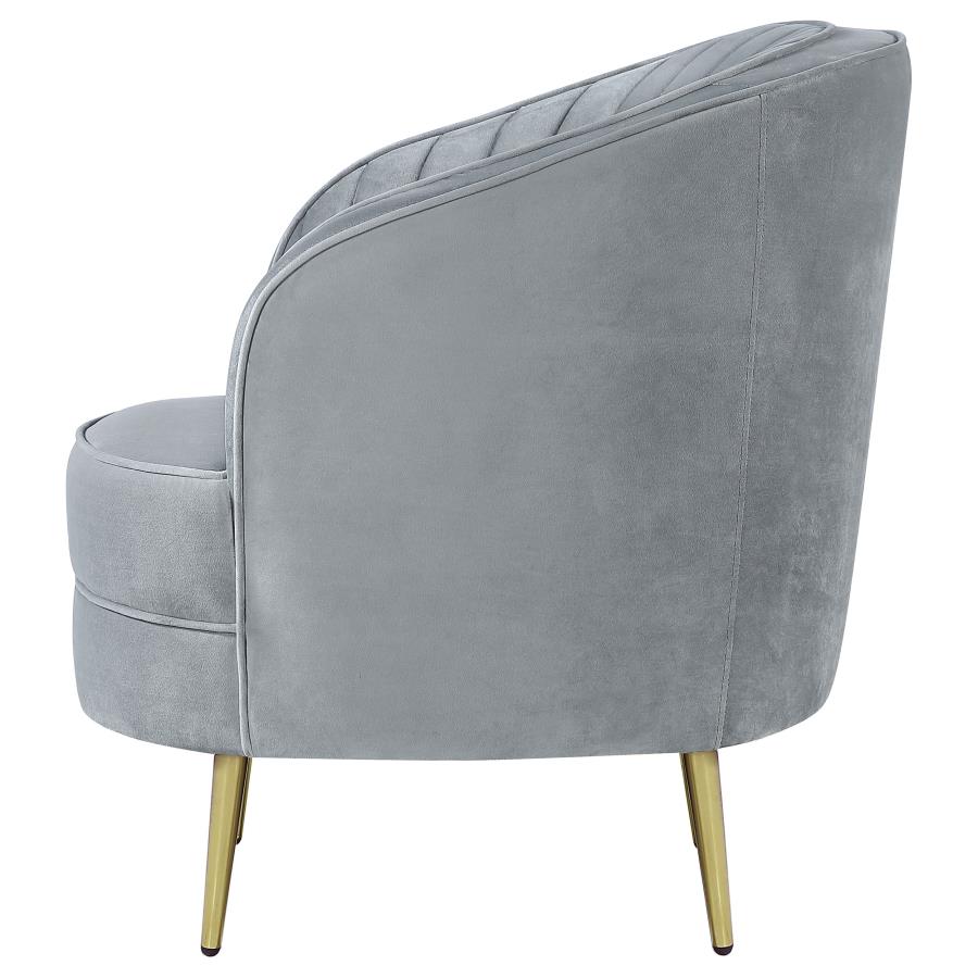 SOPHIA UPHOLSTERED CHANNEL TUFTED BARREL ACCENT CHAIR GREY