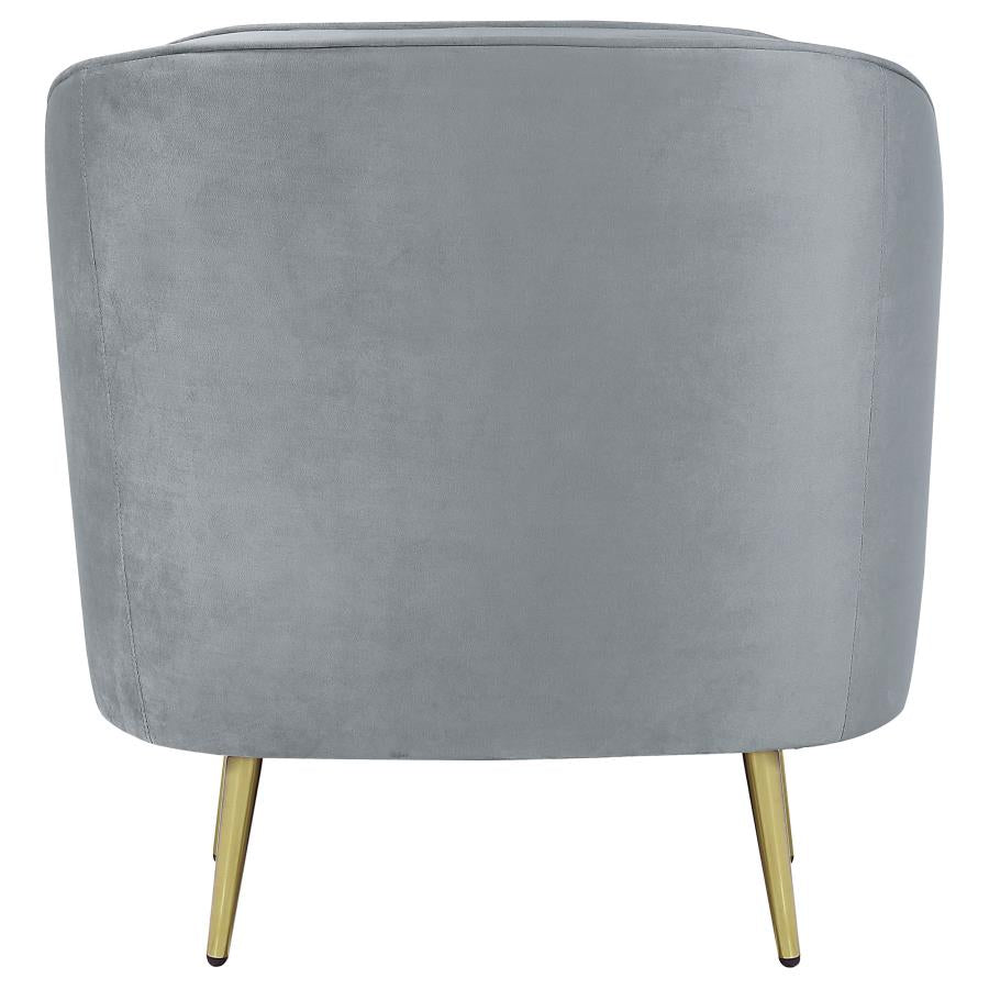 SOPHIA UPHOLSTERED CHANNEL TUFTED BARREL ACCENT CHAIR GREY
