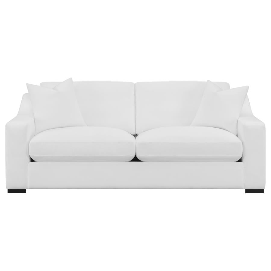 ASHLYN 3-PIECE UPHOLSTERED SLOPED ARM SOFA SET WHITE