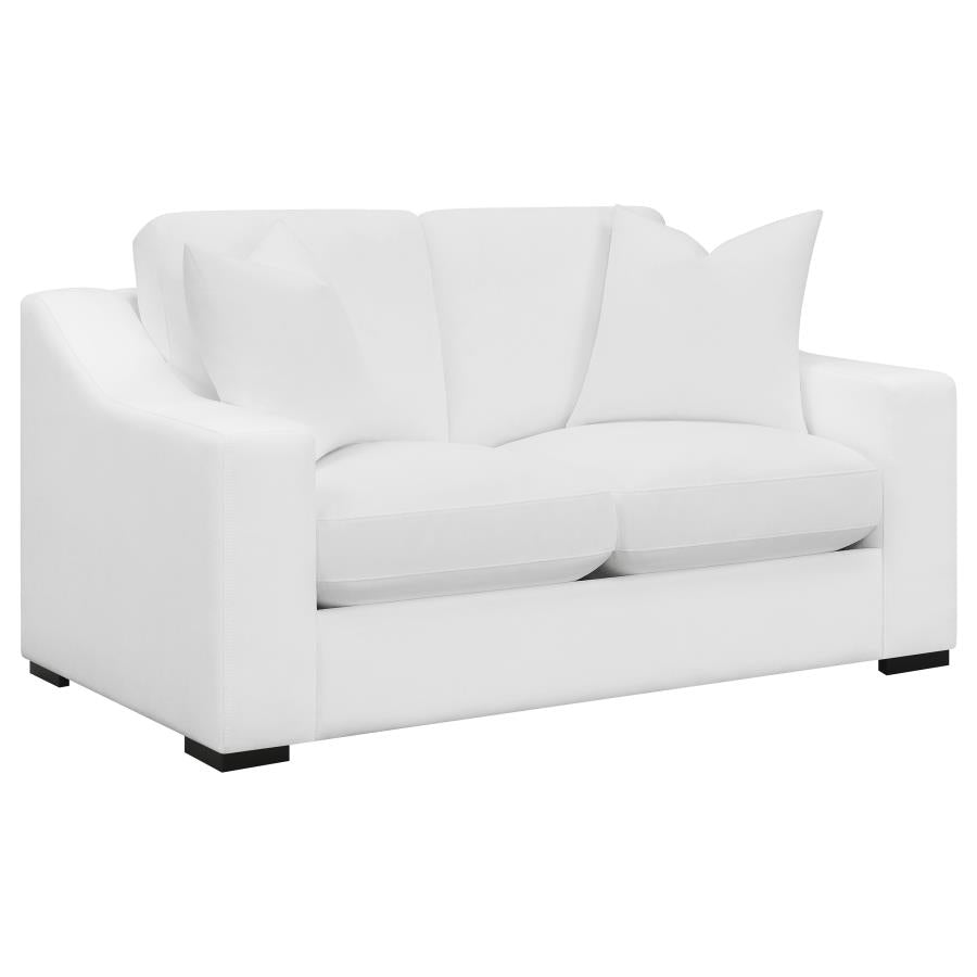 ASHLYN 3-PIECE UPHOLSTERED SLOPED ARM SOFA SET WHITE