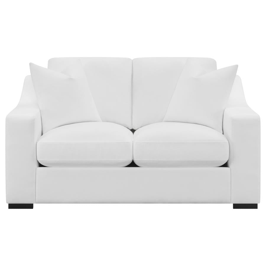 ASHLYN 3-PIECE UPHOLSTERED SLOPED ARM SOFA SET WHITE