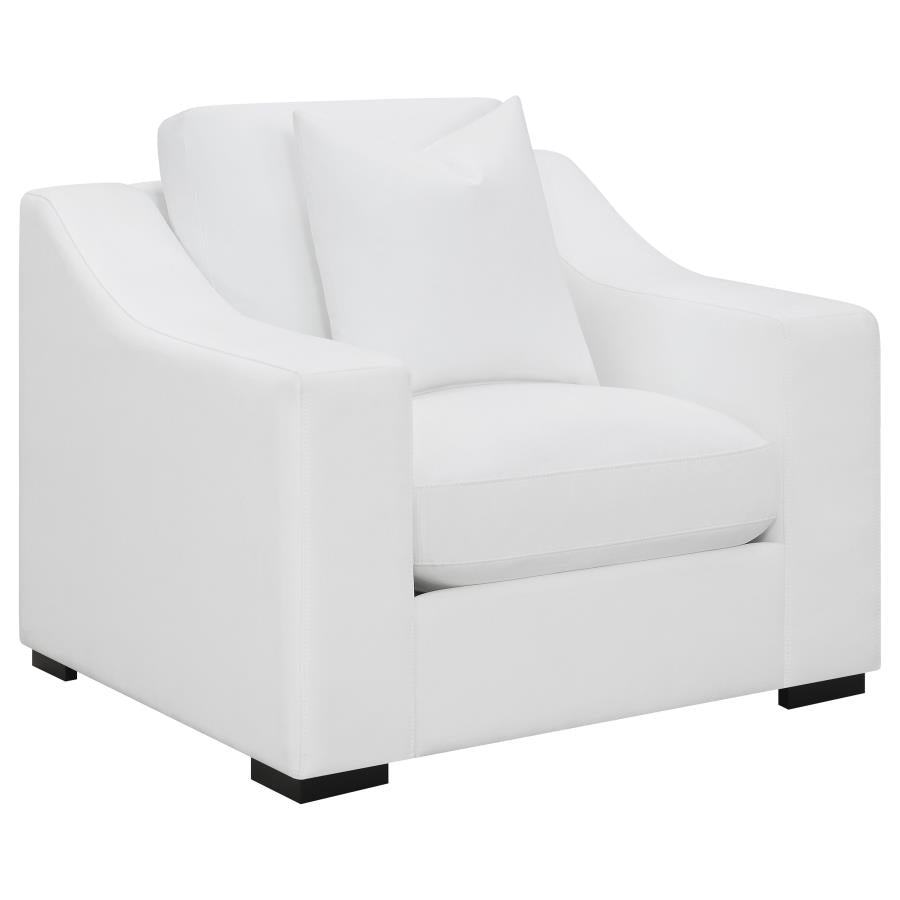 ASHLYN 3-PIECE UPHOLSTERED SLOPED ARM SOFA SET WHITE