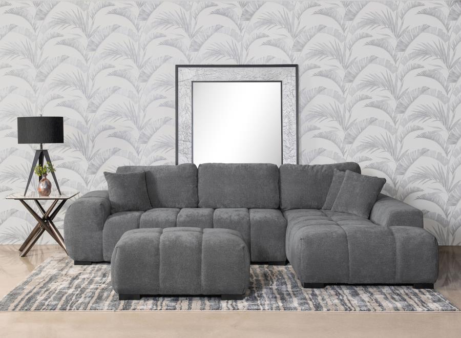 OCTAVIA UPHOLSTERED SECTIONAL CHAISE SOFA CHARCOAL GREY