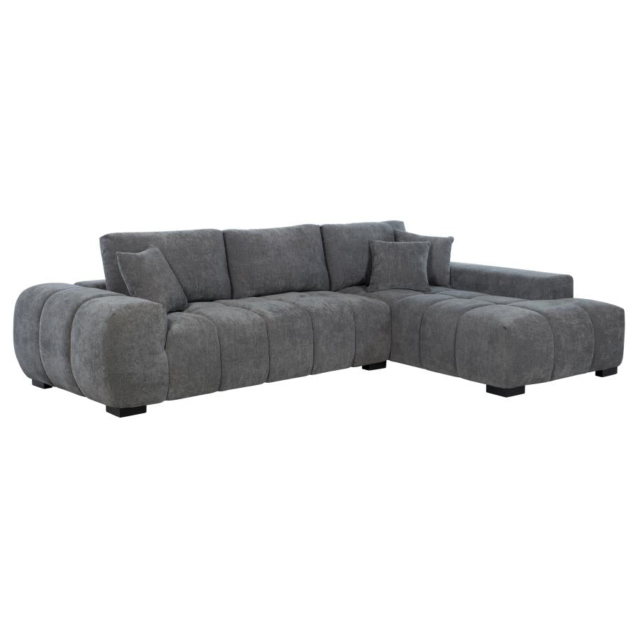 OCTAVIA UPHOLSTERED SECTIONAL CHAISE SOFA CHARCOAL GREY