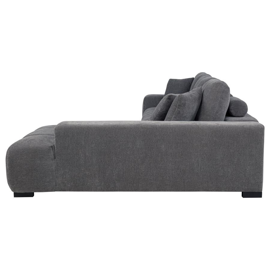 OCTAVIA UPHOLSTERED SECTIONAL CHAISE SOFA CHARCOAL GREY
