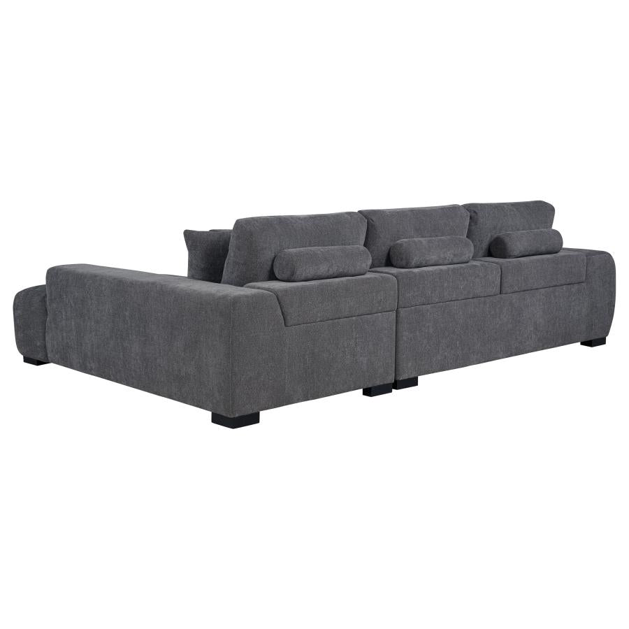 OCTAVIA UPHOLSTERED SECTIONAL CHAISE SOFA CHARCOAL GREY