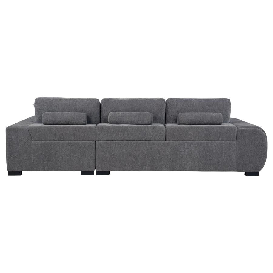 OCTAVIA UPHOLSTERED SECTIONAL CHAISE SOFA CHARCOAL GREY