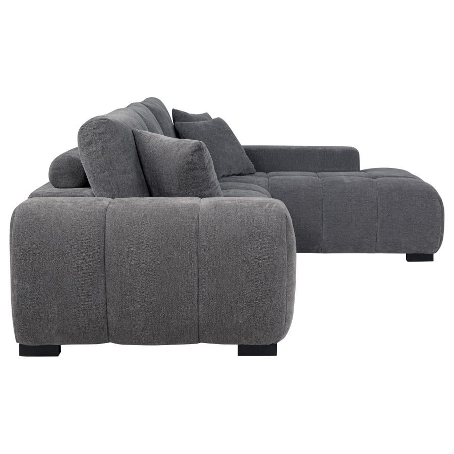 OCTAVIA UPHOLSTERED SECTIONAL CHAISE SOFA CHARCOAL GREY