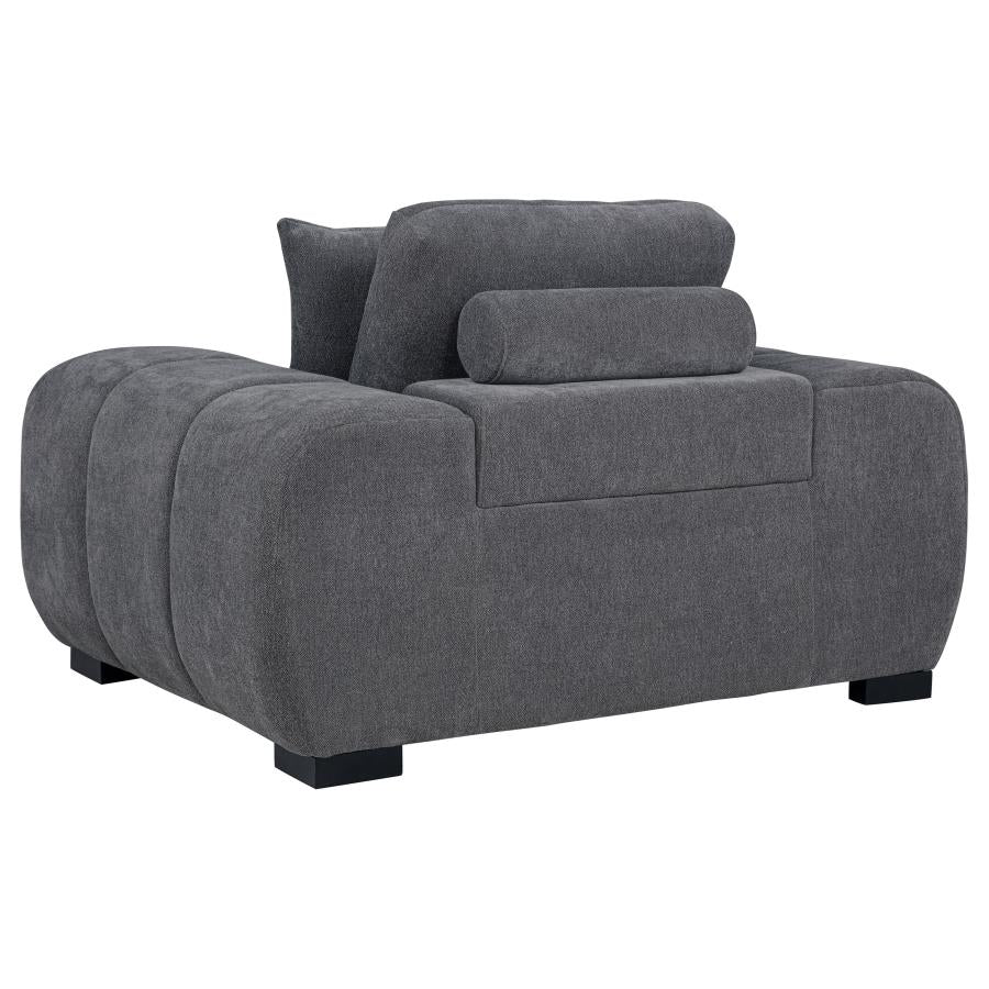 OCTAVIA UPHOLSTERED TRACK ARM ACCENT CHAIR CHARCOAL GREY