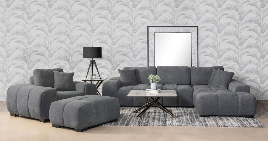OCTAVIA UPHOLSTERED TRACK ARM ACCENT CHAIR CHARCOAL GREY