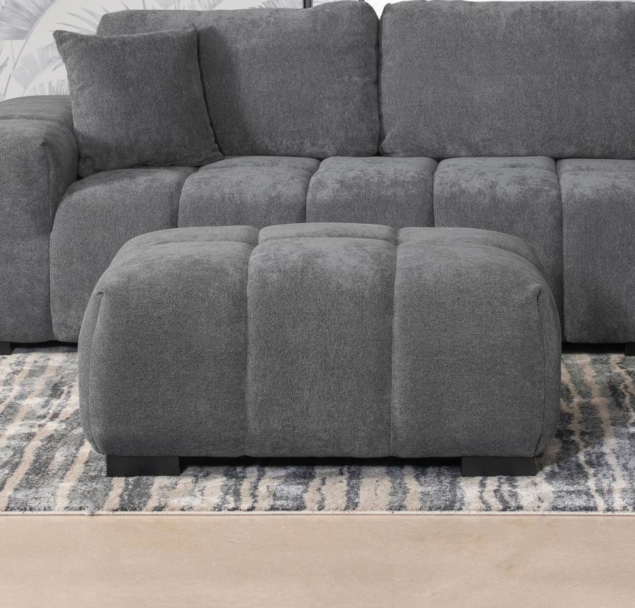 OCTAVIA UPHOLSTERED RECTANGULAR OTTOMAN CHARCOAL GREY