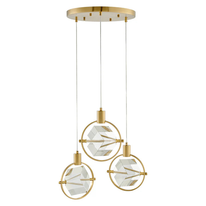 HOLLYWOOD CUBE 3 LIGHT PENDANT // GOLD