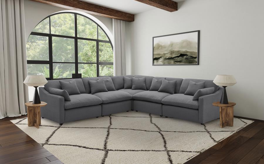 HOBSON 5-PIECE UPHOLSTERED MODULAR SECTIONAL SOFA CHARCOAL