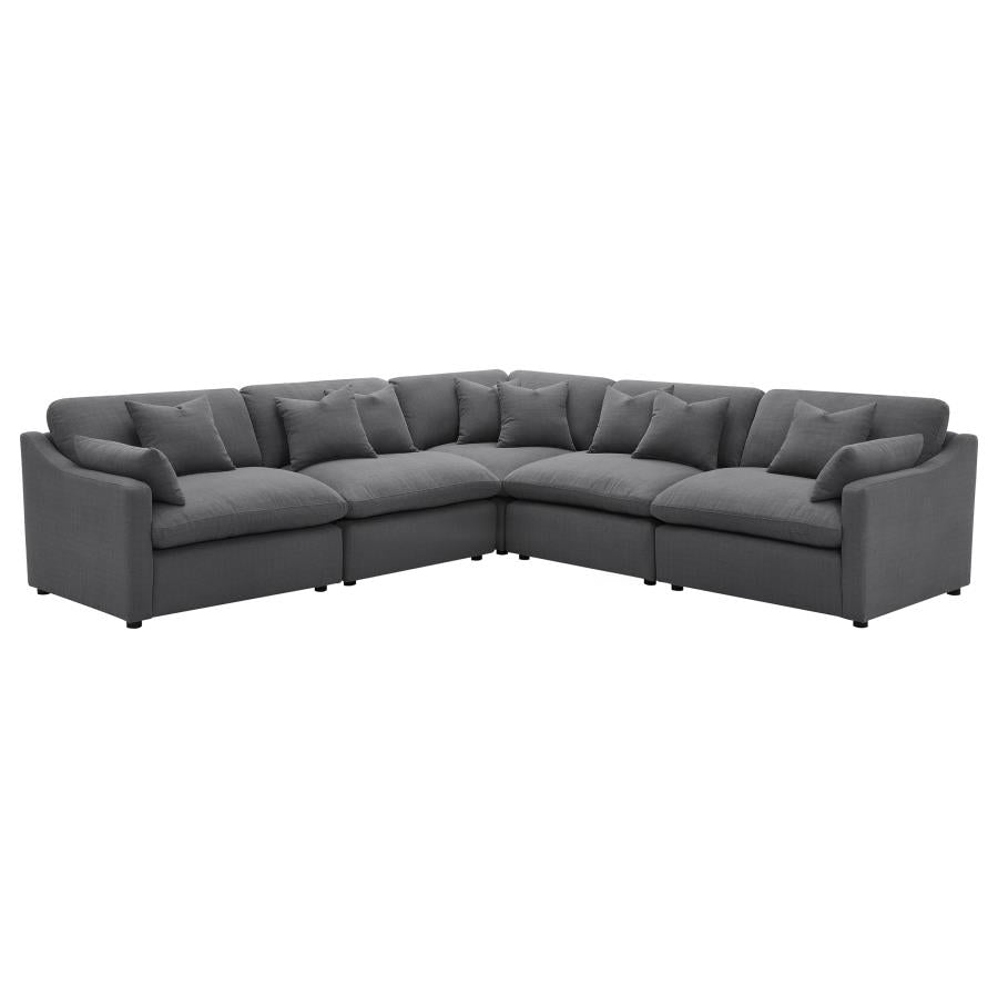 HOBSON 5-PIECE UPHOLSTERED MODULAR SECTIONAL SOFA CHARCOAL
