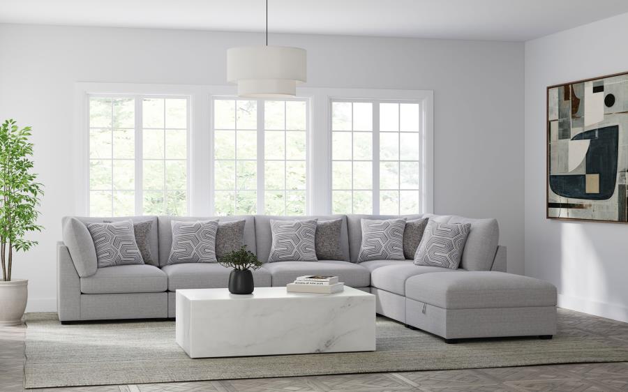 CAMBRIA 6-PIECE UPHOLSTERED MODULAR SECTIONAL SOFA GREY