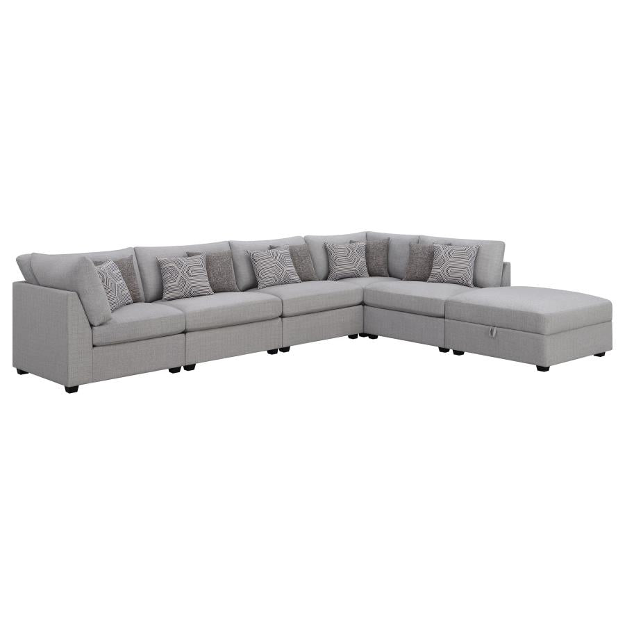 CAMBRIA 6-PIECE UPHOLSTERED MODULAR SECTIONAL SOFA GREY