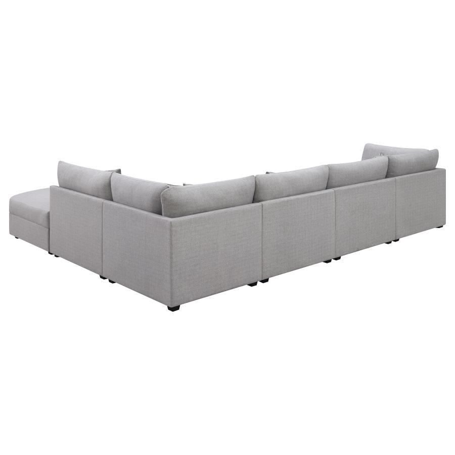 CAMBRIA 6-PIECE UPHOLSTERED MODULAR SECTIONAL SOFA GREY