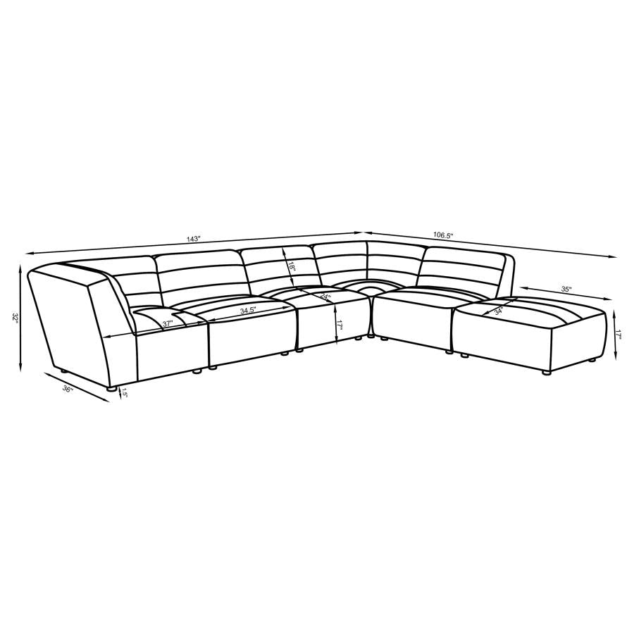 SUNNY 6-PIECE UPHOLSTERED MODULAR SECTIONAL SOFA NATURAL