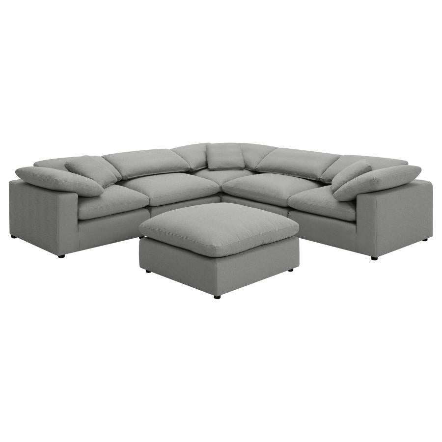 RALEIGH 6-PIECE BOUCLE UPHOLSTERED MODULAR SECTIONAL GREY