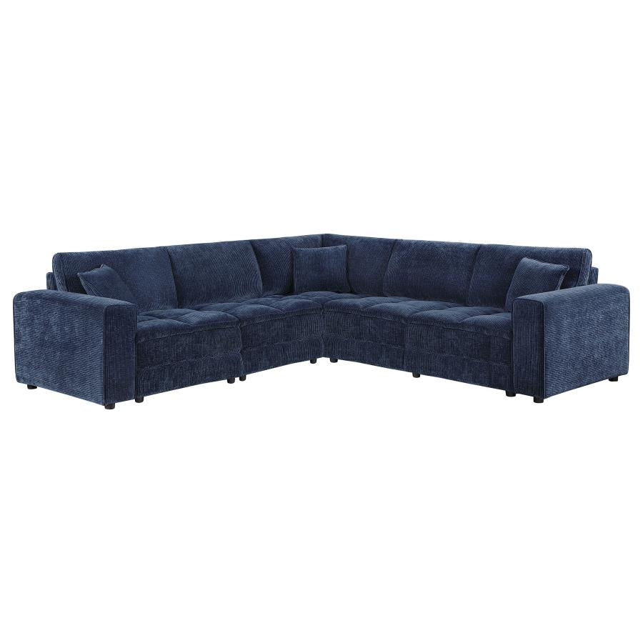 ATLANTIC 5-PIECE UPHOLSTERED MODULAR SECTIONAL SOFA BLUE