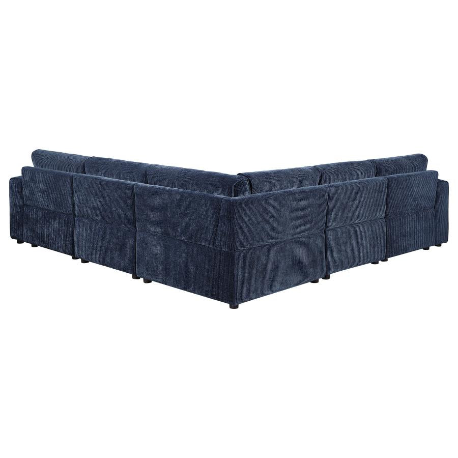 ATLANTIC 5-PIECE UPHOLSTERED MODULAR SECTIONAL SOFA BLUE