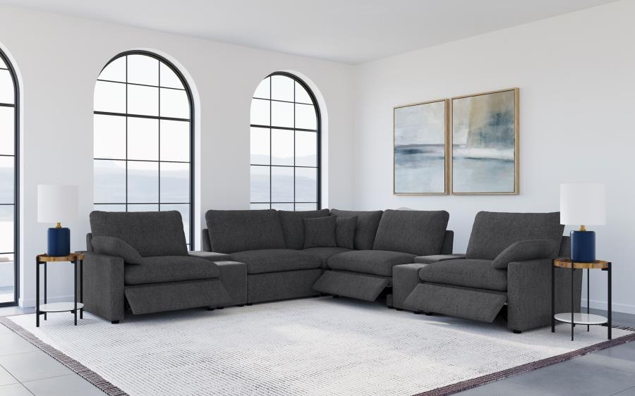 COLLINS 7-PIECE MODULAR POWER RECLINING SECTIONAL DARK GREY
