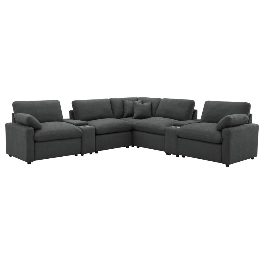 COLLINS 7-PIECE MODULAR POWER RECLINING SECTIONAL DARK GREY