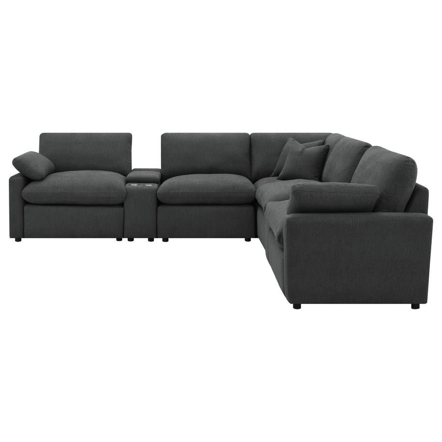 COLLINS 7-PIECE MODULAR POWER RECLINING SECTIONAL DARK GREY
