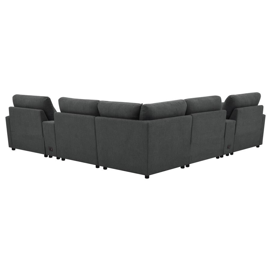 COLLINS 7-PIECE MODULAR POWER RECLINING SECTIONAL DARK GREY