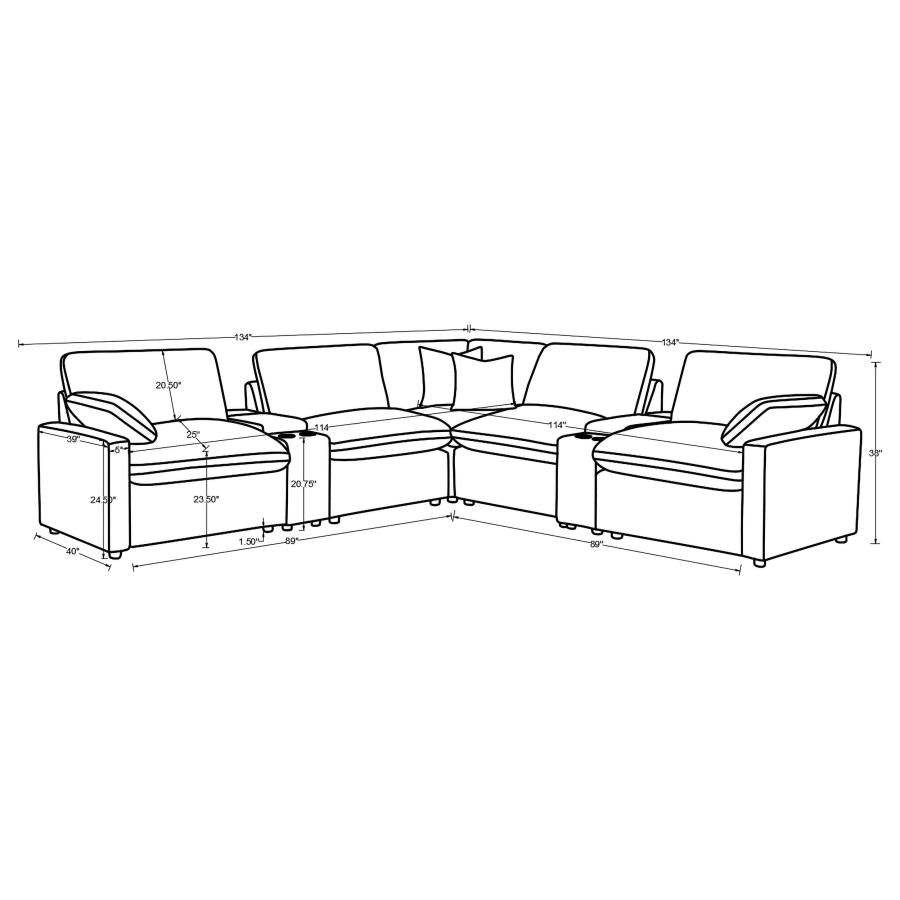 COLLINS 7-PIECE MODULAR POWER RECLINING SECTIONAL DARK GREY