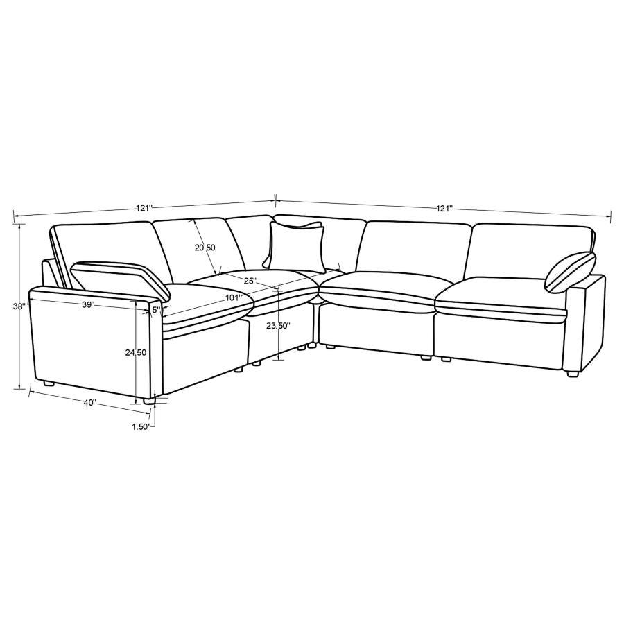 COLLINS 5-PIECE MODULAR POWER RECLINING SECTIONAL GREY
