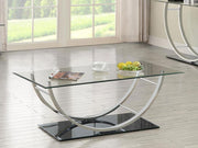 DANVILLE RECTANGULAR U-SHAPED GLASS TOP COFFEE TABLE CHROME