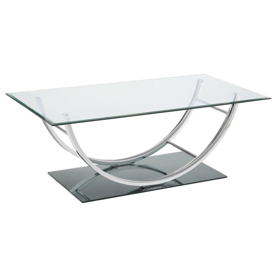 DANVILLE RECTANGULAR U-SHAPED GLASS TOP COFFEE TABLE CHROME