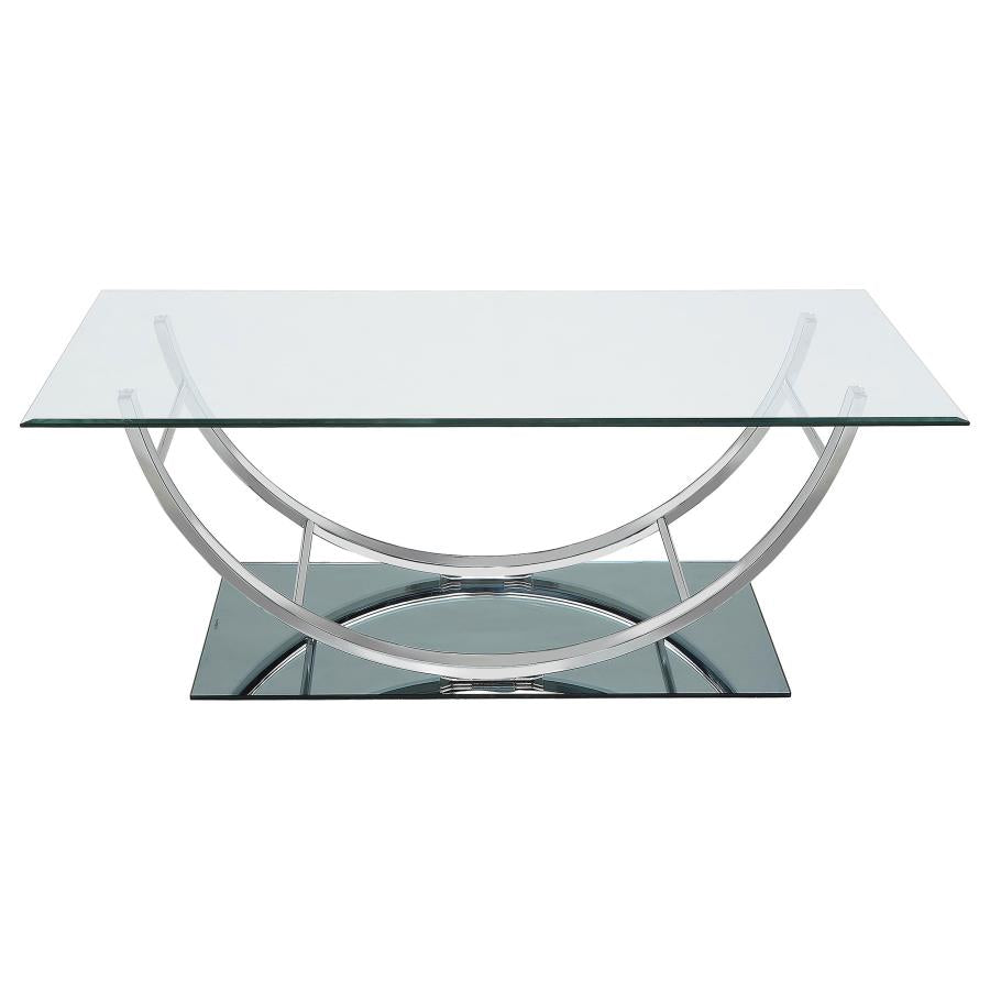 DANVILLE RECTANGULAR U-SHAPED GLASS TOP COFFEE TABLE CHROME