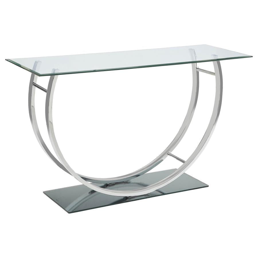 DANVILLE U-SHAPED GLASS TOP ENTRYWAY CONSOLE TABLE CHROME