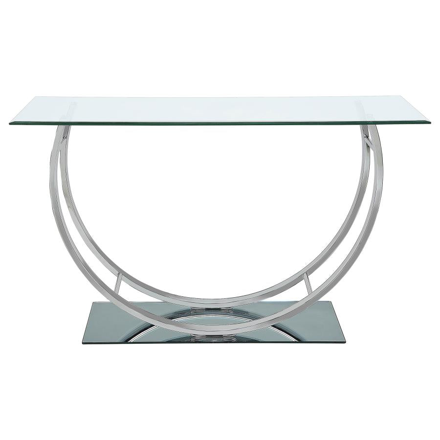 DANVILLE U-SHAPED GLASS TOP ENTRYWAY CONSOLE TABLE CHROME