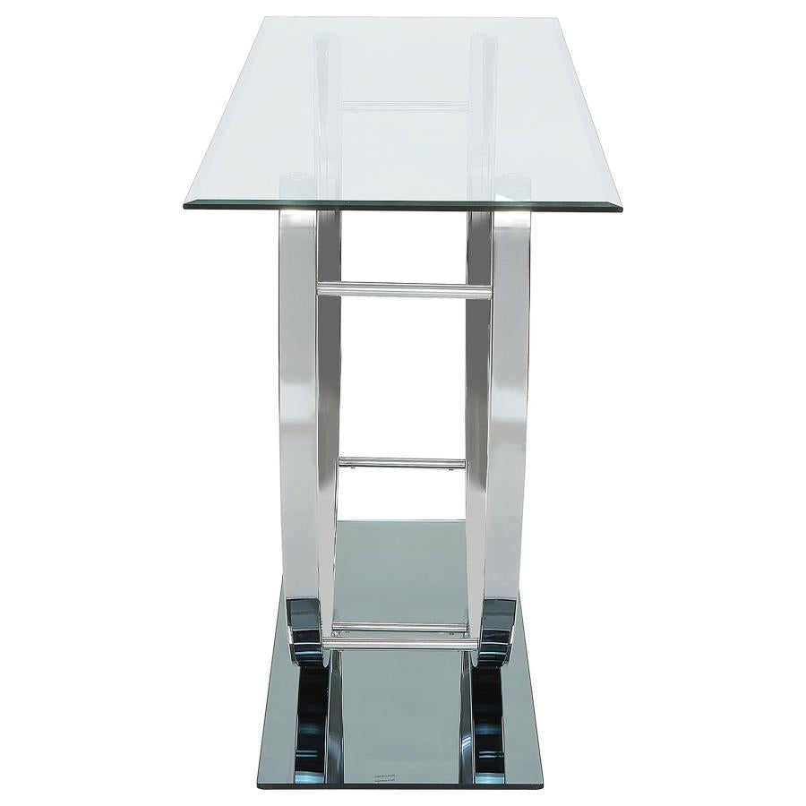 DANVILLE U-SHAPED GLASS TOP ENTRYWAY CONSOLE TABLE CHROME