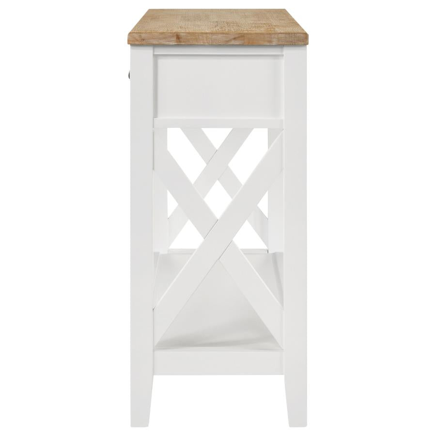 HOLLIS 2-DRAWER WOOD ENTRYWAY CONSOLE TABLE BROWN AND WHITE