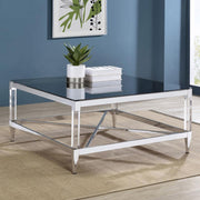 LINDLEY SQUARE TEMPERED MIRROR ACRYLIC COFFEE TABLE CHROME