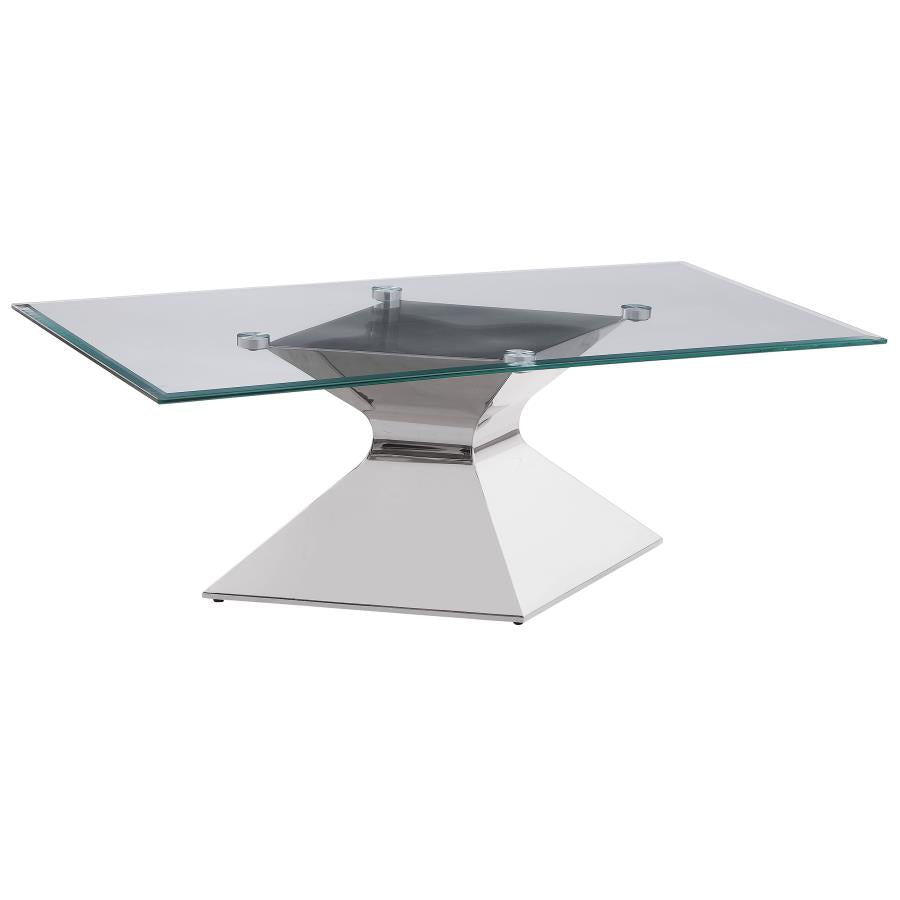 JENNY GLASS TOP STAINLESS STEEL COFFEE TABLE CHROME