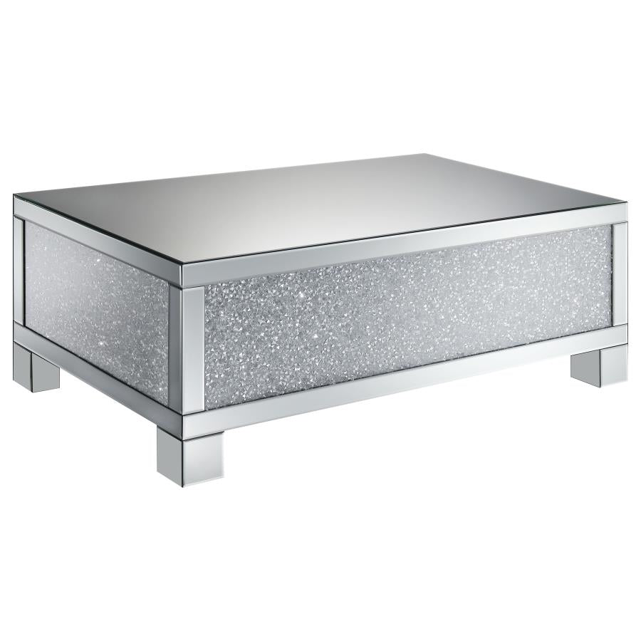 GILLIAN RECTANGULAR MIRRORED ACRYLIC COFFEE TABLE SILVER