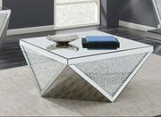 AMORE SQUARE MIRRORED ACRYLIC CRYSTAL COFFEE TABLE SILVER