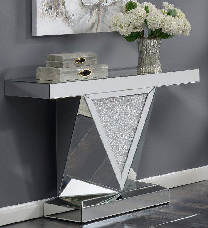 AMORE MIRRORED ACRYLIC ENTRYWAY SOFA CONSOLE TABLE SILVER