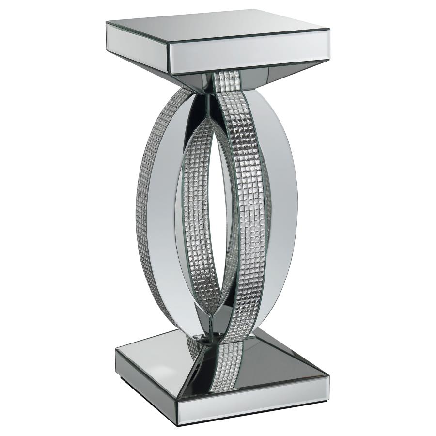 AMALIA SQUARE MIRRORED ACRYLIC CRYSTAL SIDE END TABLE SILVER