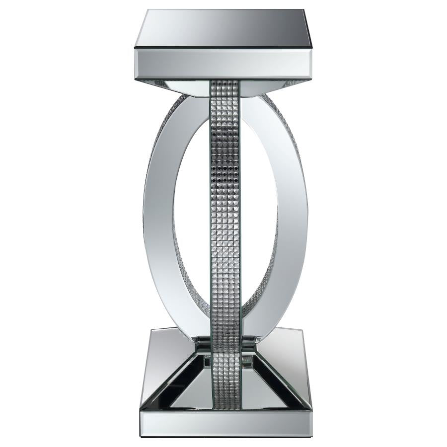 AMALIA SQUARE MIRRORED ACRYLIC CRYSTAL SIDE END TABLE SILVER