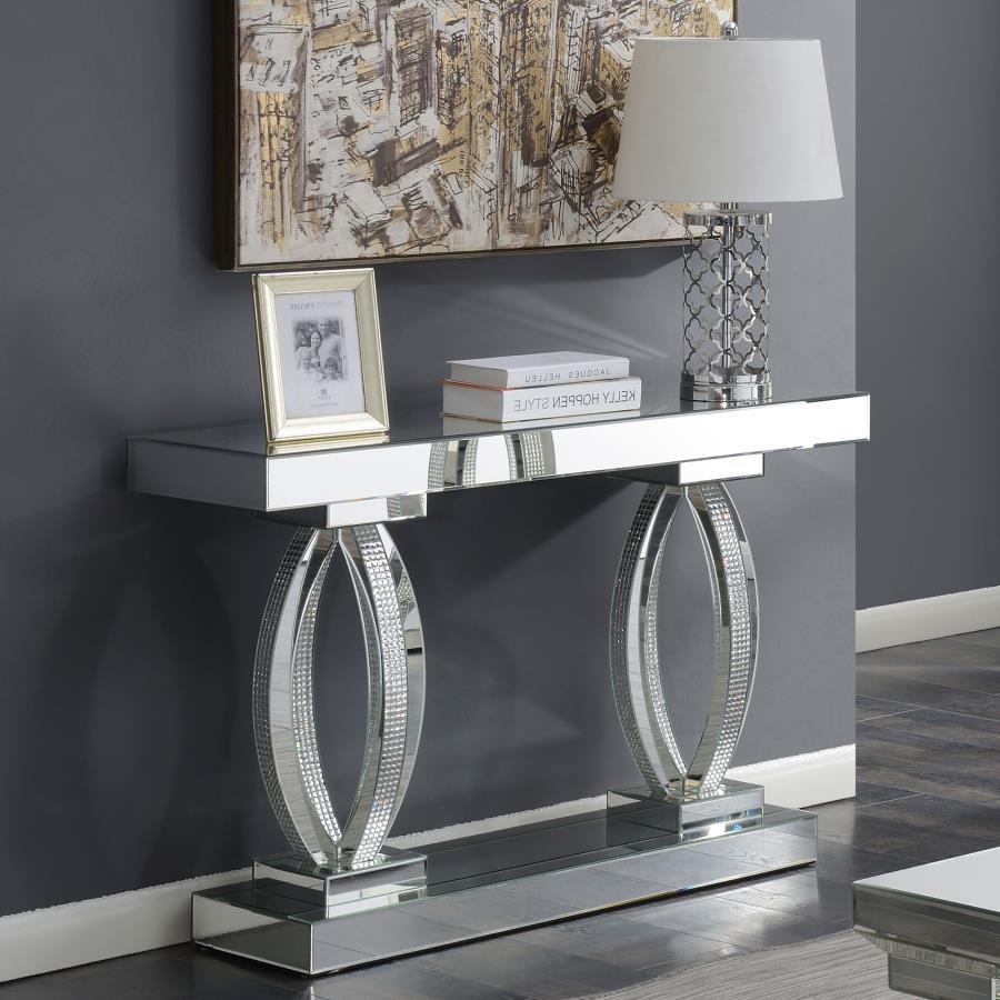 AMALIA MIRRORED ACRYLIC ENTRYWAY SOFA CONSOLE TABLE SILVER