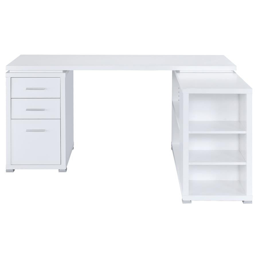 YVETTE 60-INCH 3-DRAWER L-SHAPE COMPUTER DESK WHITE